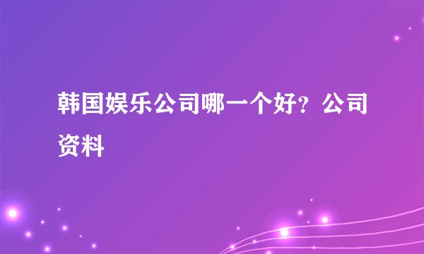 韩国娱乐公司哪一个好？公司资料