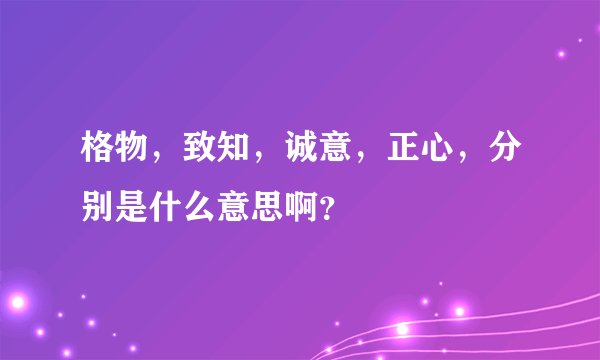 格物，致知，诚意，正心，分别是什么意思啊？
