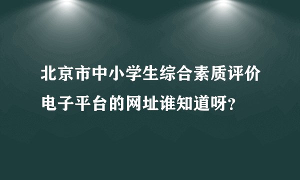 北京市中小学生综合素质评价电子平台的网址谁知道呀？