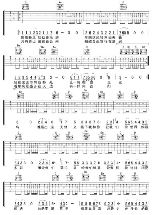 《旅行》吉他谱c调是什么？