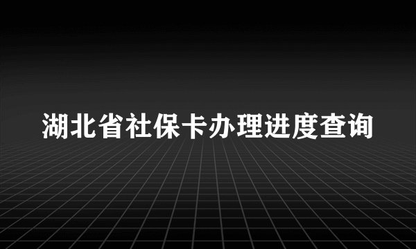 湖北省社保卡办理进度查询