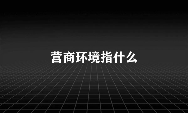营商环境指什么