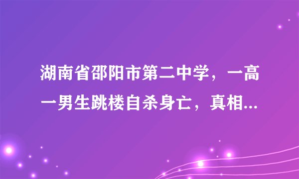 湖南省邵阳市第二中学，一高一男生跳楼自杀身亡，真相让人惋惜。