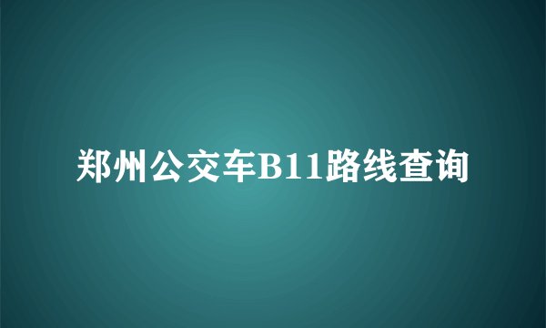 郑州公交车B11路线查询