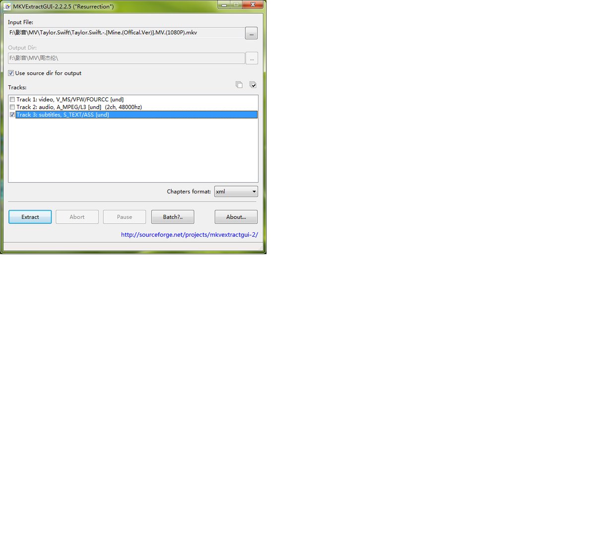 mkvtoolnix怎么提取MKV中的字幕