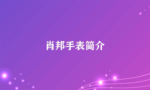 肖邦手表简介