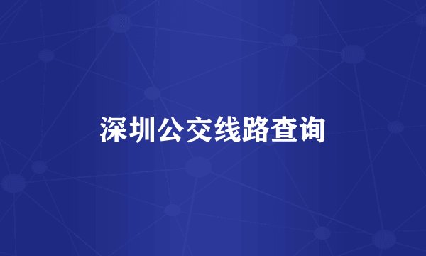 深圳公交线路查询