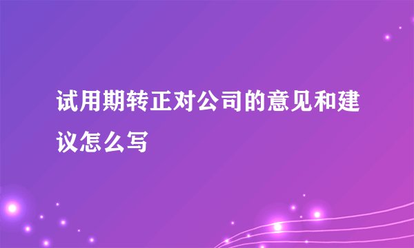 试用期转正对公司的意见和建议怎么写