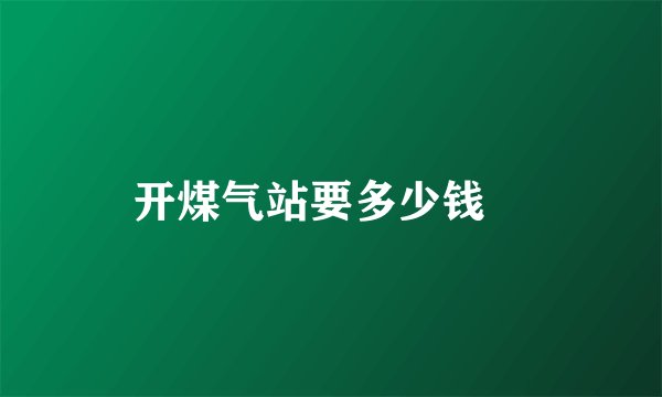 开煤气站要多少钱　