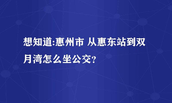 想知道:惠州市 从惠东站到双月湾怎么坐公交？