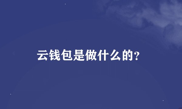 云钱包是做什么的?