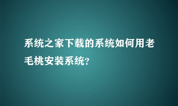 系统之家下载的系统如何用老毛桃安装系统？