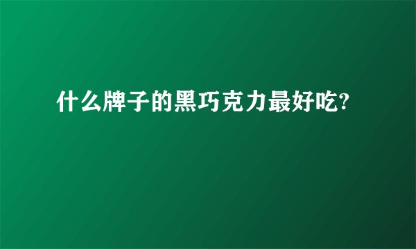 什么牌子的黑巧克力最好吃?