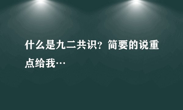 什么是九二共识？简要的说重点给我…