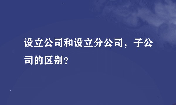 设立公司和设立分公司，子公司的区别？