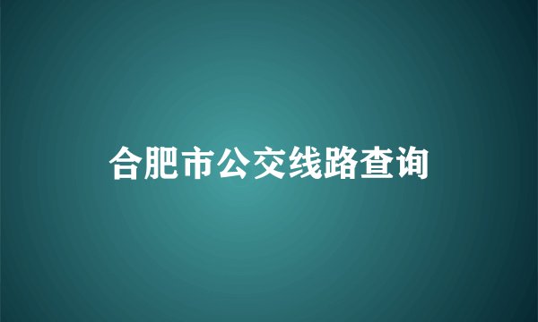 合肥市公交线路查询