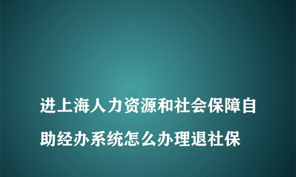 
进上海人力资源和社会保障自助经办系统怎么办理退社保

