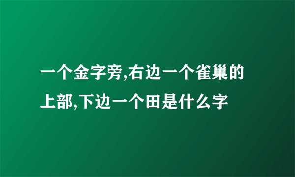 一个金字旁,右边一个雀巢的上部,下边一个田是什么字
