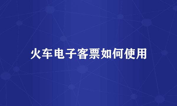 火车电子客票如何使用