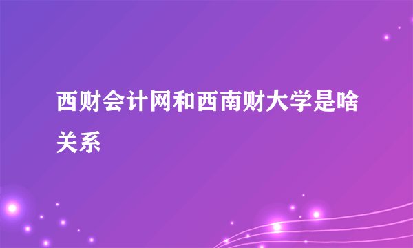 西财会计网和西南财大学是啥关系