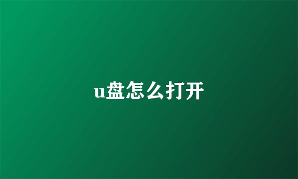 u盘怎么打开