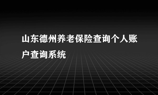 山东德州养老保险查询个人账户查询系统