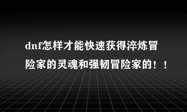 dnf怎样才能快速获得淬炼冒险家的灵魂和强韧冒险家的！！