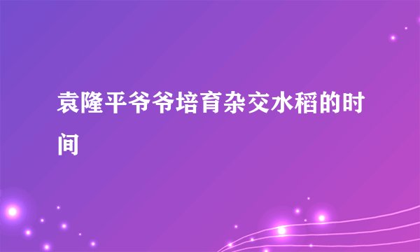 袁隆平爷爷培育杂交水稻的时间