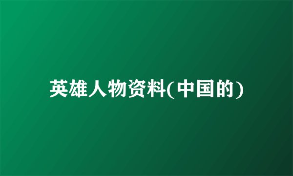 英雄人物资料(中国的)