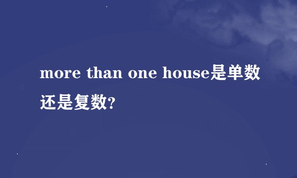more than one house是单数还是复数？