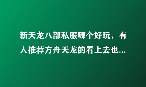 新天龙八部私服哪个好玩，有人推荐方舟天龙的看上去也不错有没有人要一起玩的。