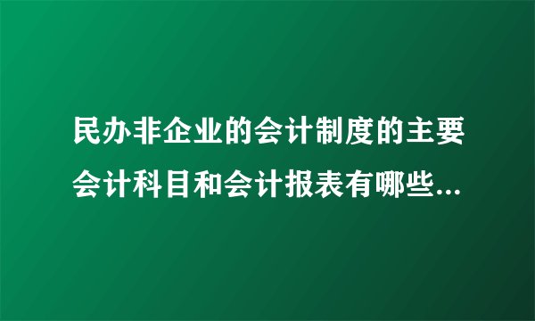 民办非企业的会计制度的主要会计科目和会计报表有哪些  在线等.