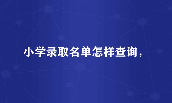 小学录取名单怎样查询，