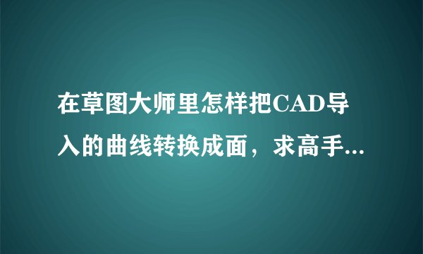 在草图大师里怎样把CAD导入的曲线转换成面，求高手支招啊，急死我了，有用的一定再加分，谢谢