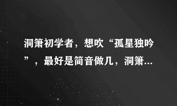 洞箫初学者，想吹“孤星独吟”，最好是简音做几，洞箫是G调的，可以