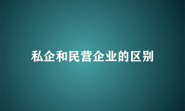 私企和民营企业的区别