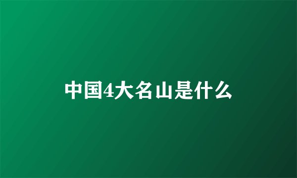 中国4大名山是什么