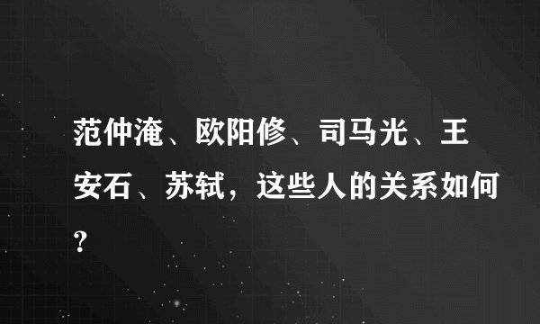 范仲淹、欧阳修、司马光、王安石、苏轼，这些人的关系如何？