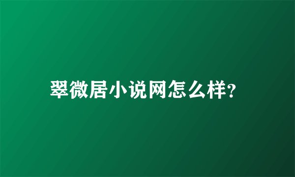 翠微居小说网怎么样？