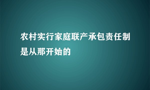 农村实行家庭联产承包责任制是从那开始的
