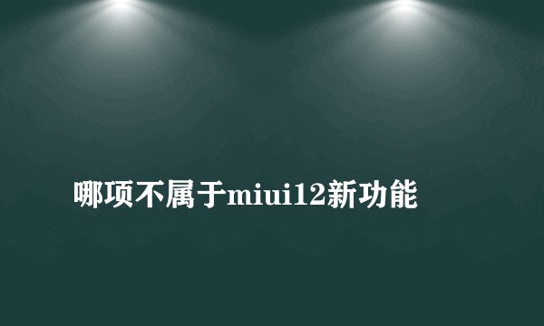 
哪项不属于miui12新功能

