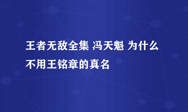王者无敌全集 冯天魁 为什么不用王铭章的真名