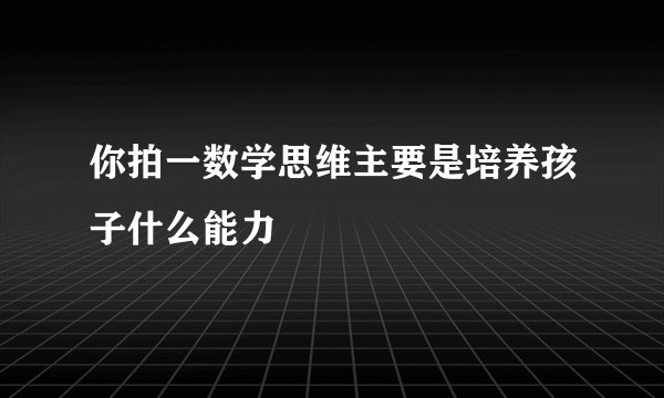 你拍一数学思维主要是培养孩子什么能力
