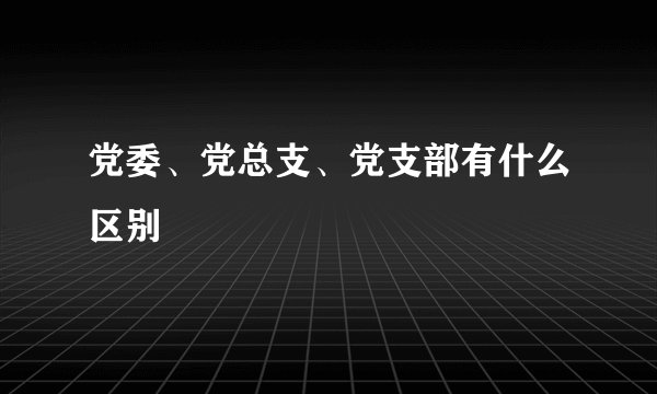 党委、党总支、党支部有什么区别