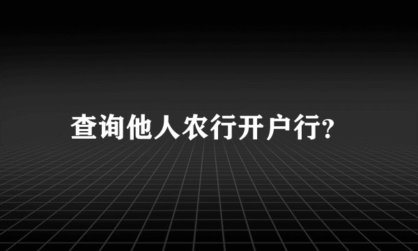 查询他人农行开户行？