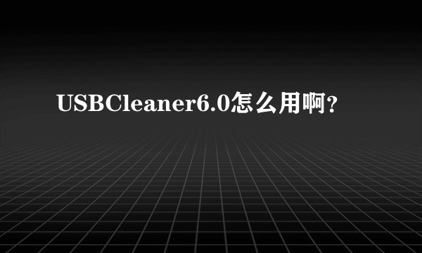 USBCleaner6.0怎么用啊？