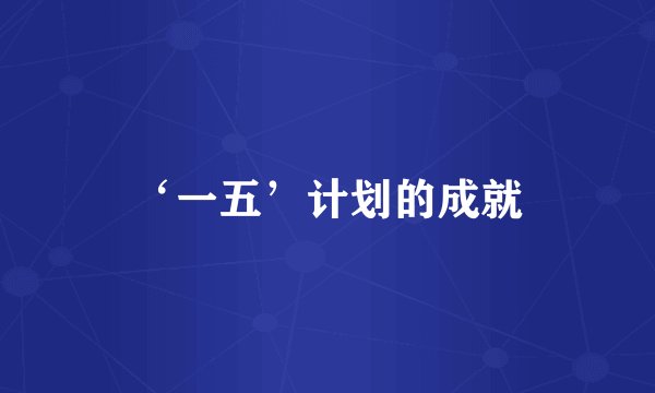 ‘一五’计划的成就