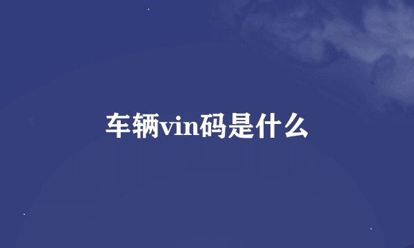 车辆vin码是什么