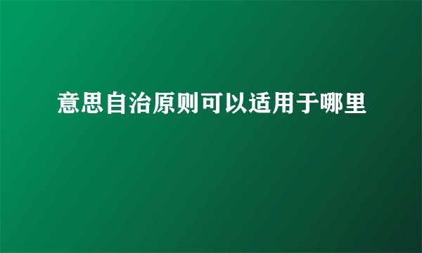 意思自治原则可以适用于哪里