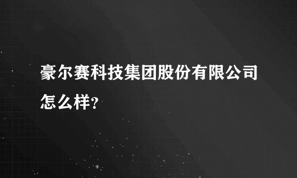 豪尔赛科技集团股份有限公司怎么样？